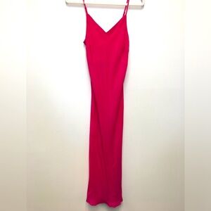 Maria Cher 100% Silk Slip Midi Dress Small Pink Minimalist Lightweight Y2K Style